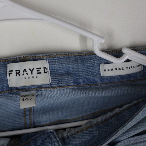 Frayed High Rise Straight Jeans - Picture 5 of 7